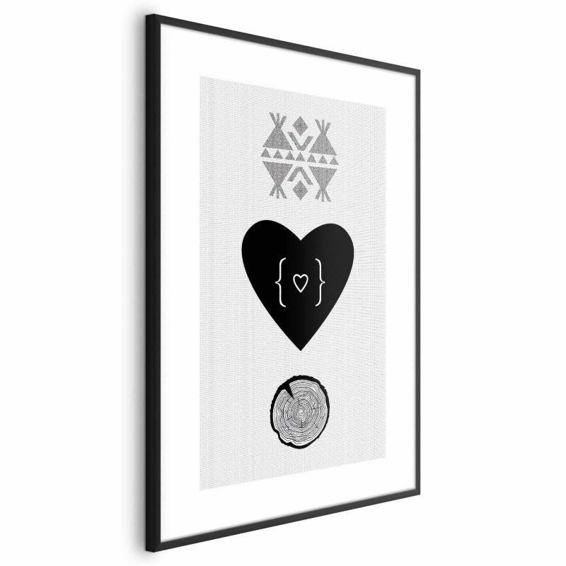 Plakat Artgeist Serce i pień 60x90 cm z ramą czarną 1 szt