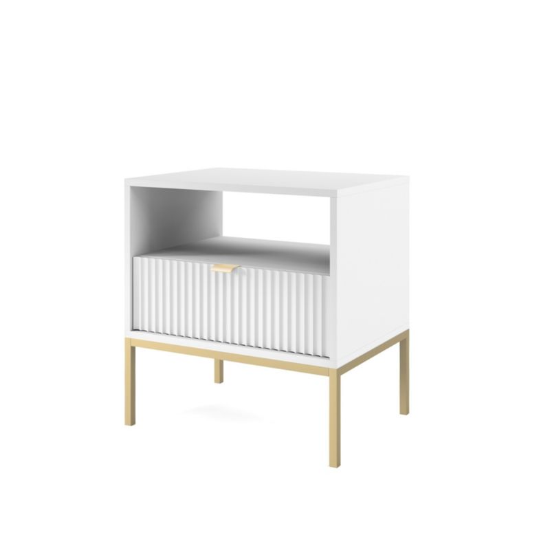 Szafka nocna z szufladą Bettso Nova 54cm na złotym stelażu biały 1szt.