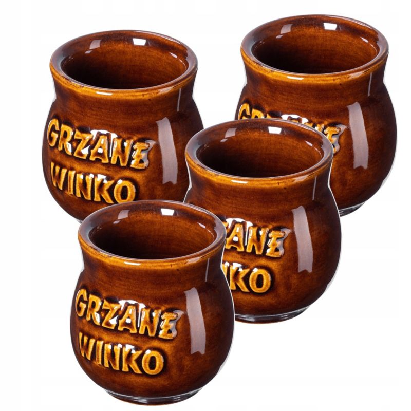 Kubki KADAX Do Grzańca Grzanego Wina Zestaw Kubek Kamionkowy 250ml Brązowy 4szt