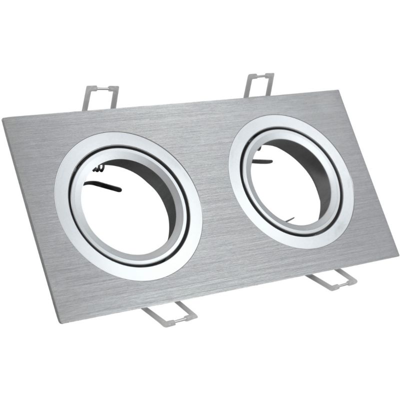 Oprawa wpuszczana Polux South srebrna ruchoma 2 x GU10 x 8W IP20 wym: 2,2 x 9,2 x 18,4 cm prostokątna - 1 szt.