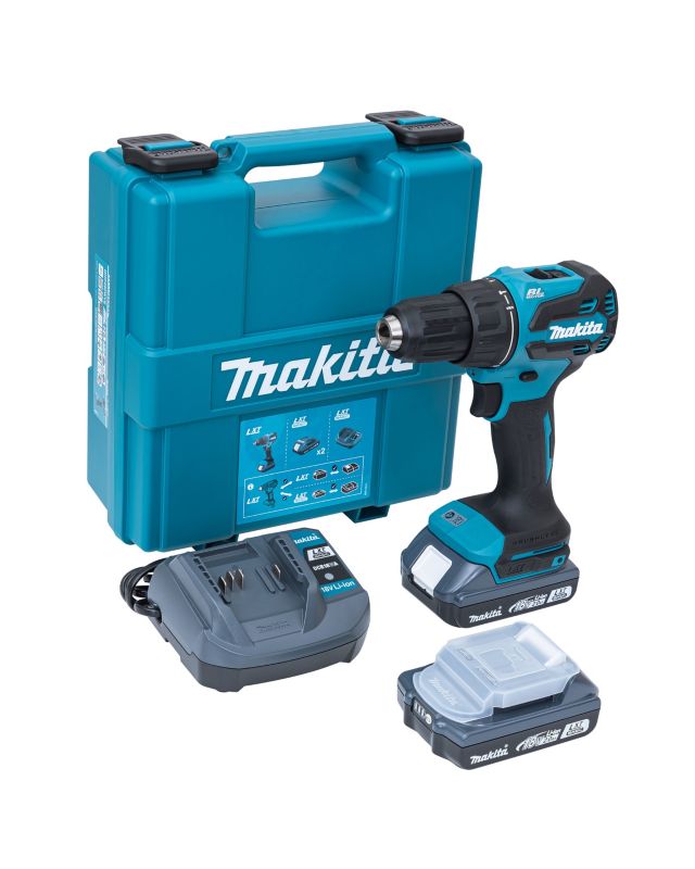 Wiertarko-wkrętarka udarowa Makita 18 V 2 x 2 Ah