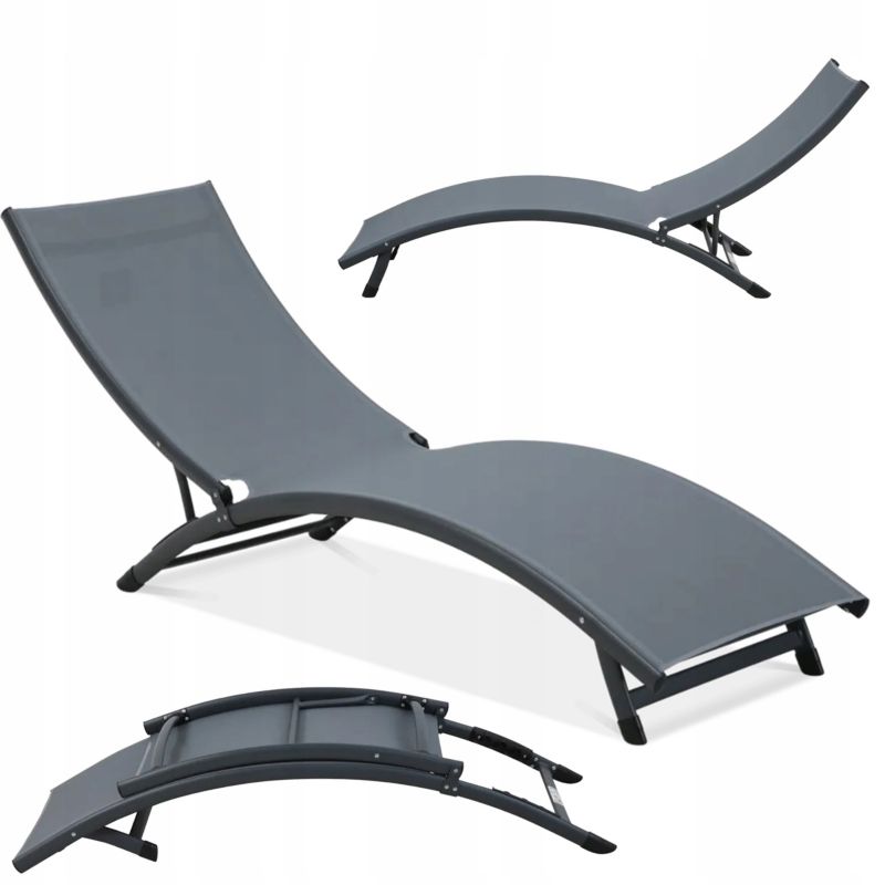 Leżak Ogrodowy Focus Garden Składany Plażowy Tarasowy Star Na Basen Ogród Szary Mocny Grey 1 szt