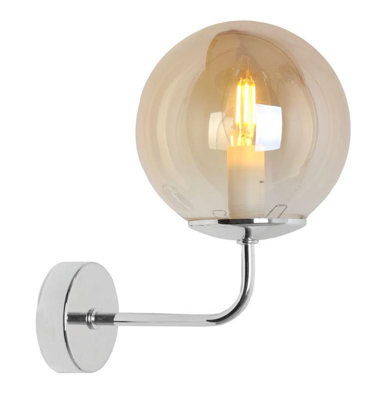 Lampa ścienna kinkiet Light Home LH Siena 1x E14 40W wiszący chrom klosz miodowy 1szt.