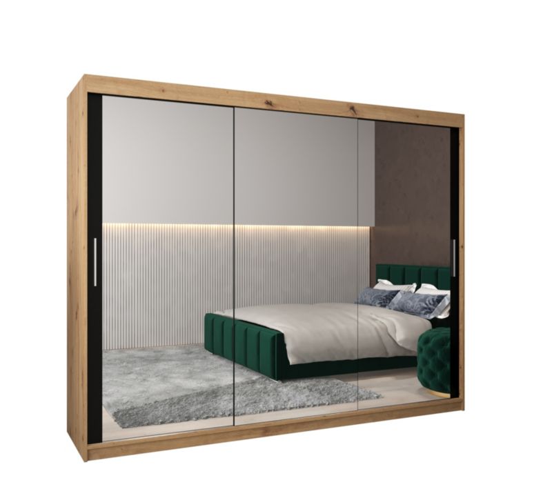 Szafa przesuwna Garderoba Abiks Tokyo 3 250 artisan + czarny 1 szt.