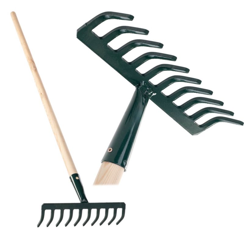 Grabie KADAX Do Liści Gleby Trawy Z Drewnianym Trzonkiem metalowe 10 Zębów 126cm 1szt.