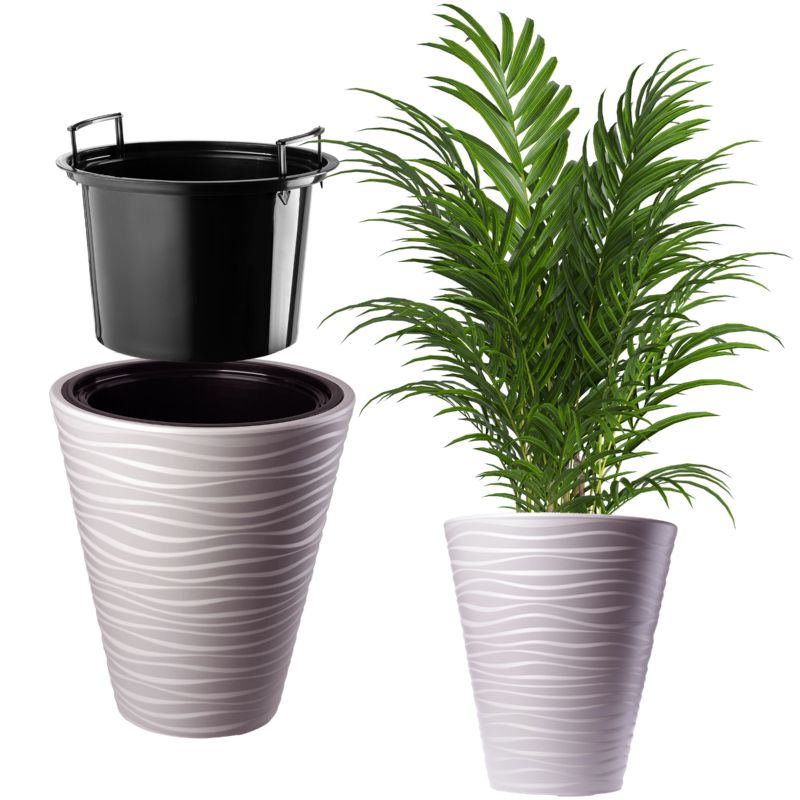 Doniczka KADAX Donica Na Kwiaty 40cm Osłonka Z Wkładem Kwietnik Beżowa Plastik 1 szt.