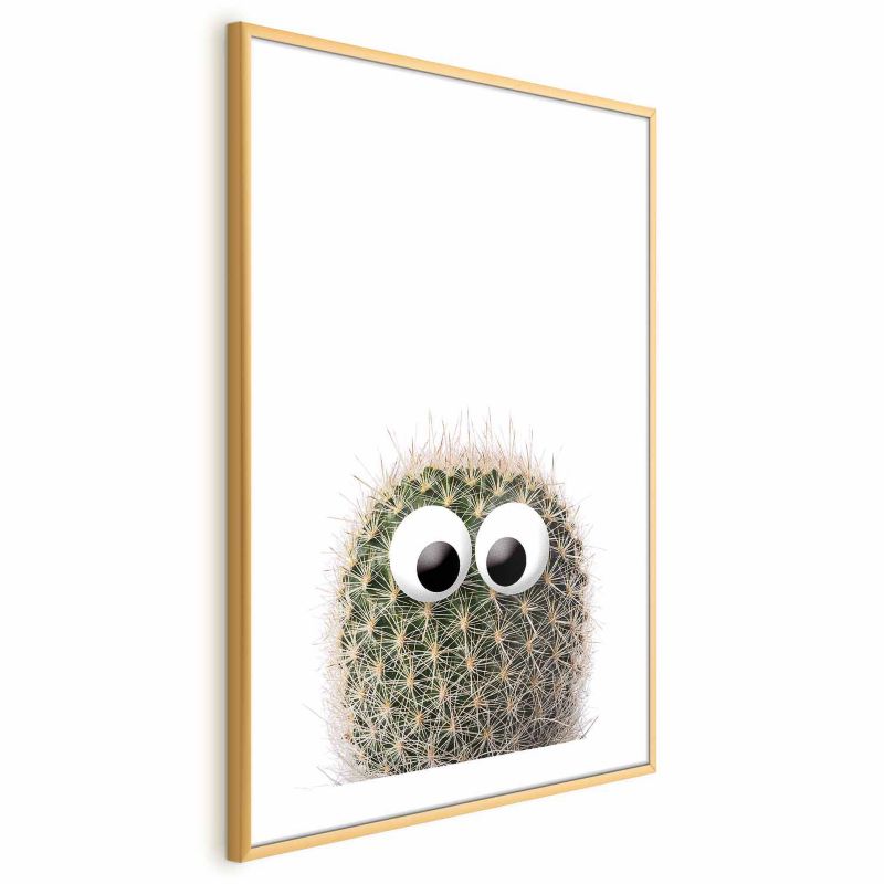 Plakat Artgeist Kaktus z oczami 40x60 cm z ramą złotą 1 szt