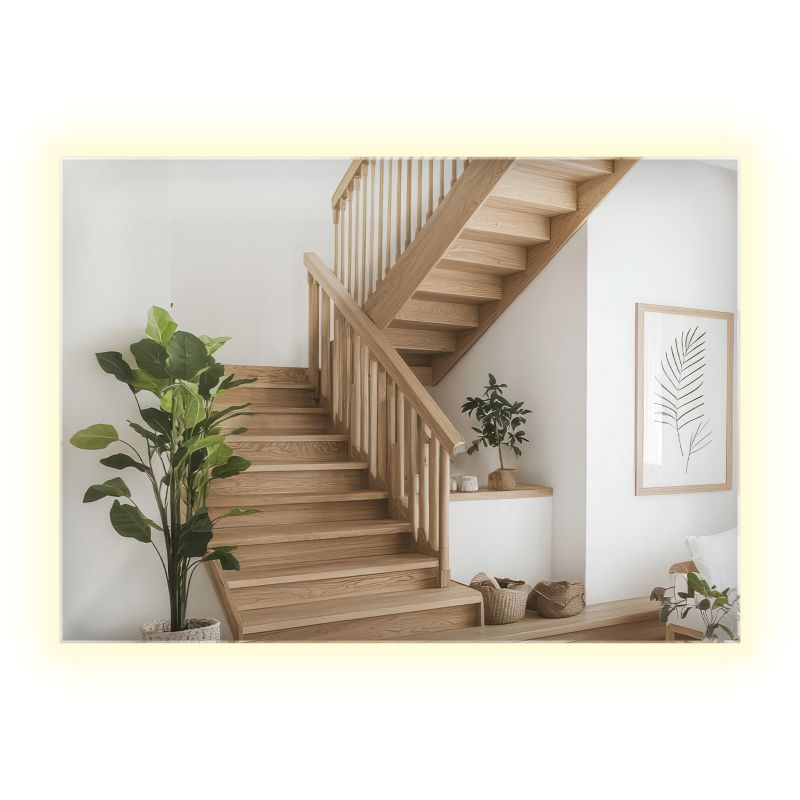 Lustro Prostokątne LED ArtPrintCave 70 x 50 cm Z Zimnym Oświetleniem Na Ścianę Do Toaletki Makijażowe 1 szt.