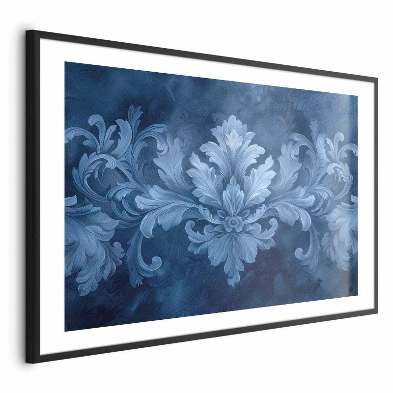 Plakat Artgeist Błękitny ornament 90x60 cm z ramą czarną 1 szt