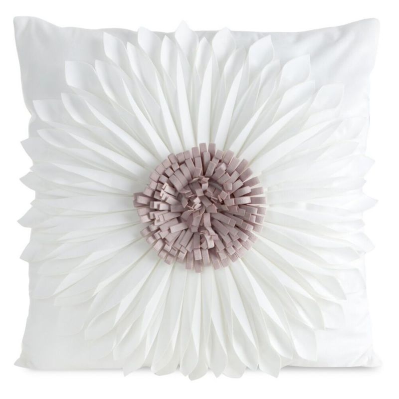 Poszewka Dekoracyjna Flores Eurofirany Kremowa Różowy Kwiat 3D 45X45 Cm 1 Szt.