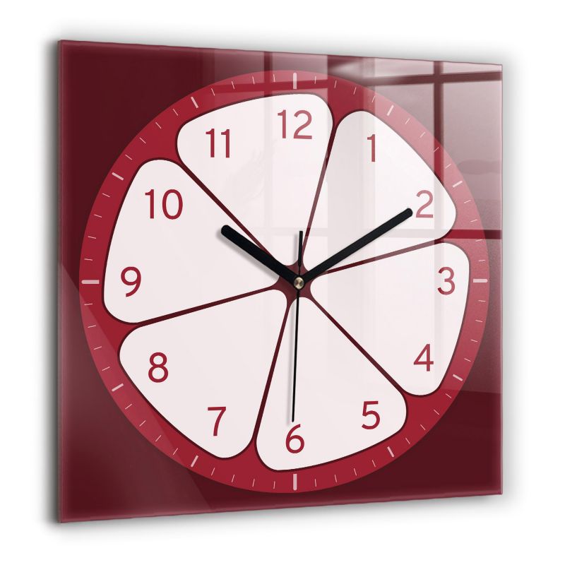 Zegar szklany czarne wskazówki Wallfluent 60x60 cm Przekrojony owoc 1 szt.