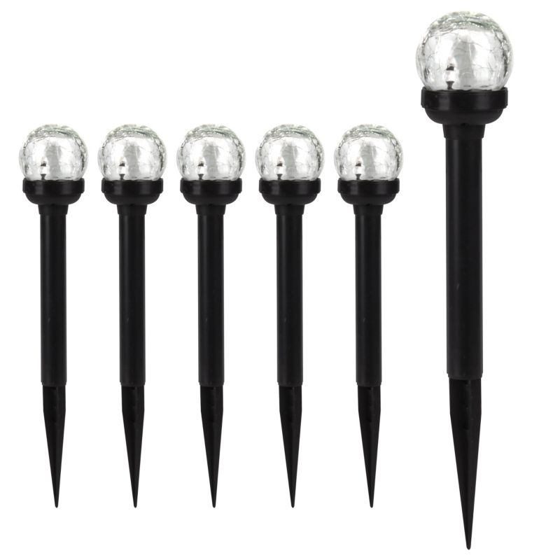 Lampa LED solarna wbijana MasterLED kula szklana 6cm 5500K IP44 czujnik zmierzchu 6 szt.