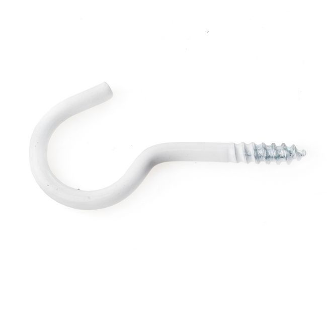 Haczyk wkręcany 50 mm wygięty stalowy biały 1 szt.