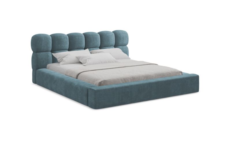 Tapicerowane łóżko z pojemnikiem LaMiaSofa Kahu Szynila 160x200 Jeans 1 szt.