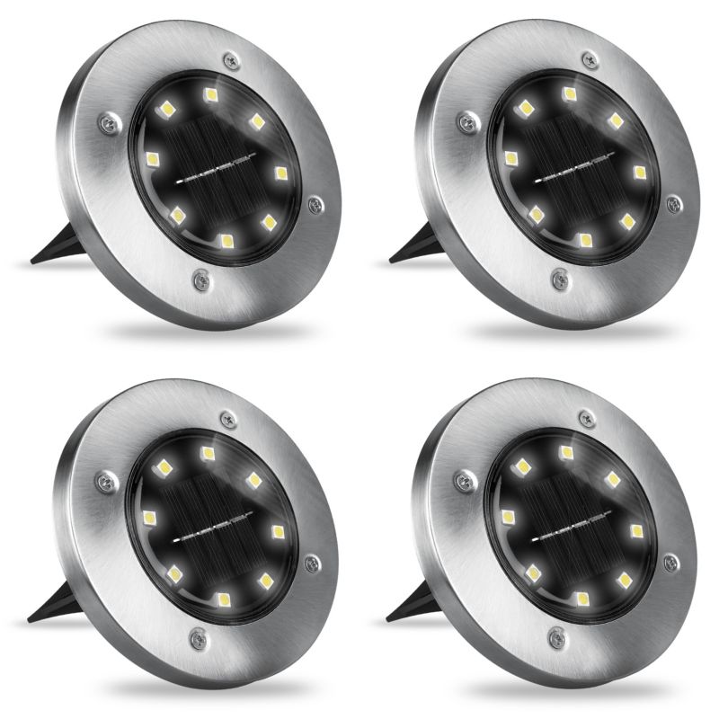 Lampa LED solarna MasterLED ogrodowa wbijana 16xSMD zimna biel 6500K IP44 srebrzysta 4 szt.