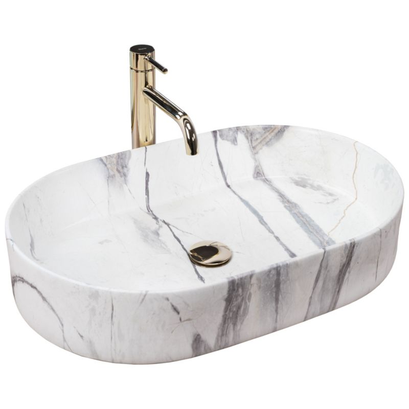 Umywalka Nablatowa Rea Nadia 60 Sand Owalna Biały 61X38,5X12Cm 1 Szt