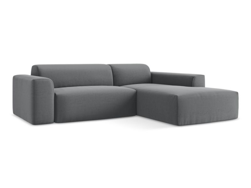 Narożnik prawostronny LaMiaSofa BOVA z tkaniny welwetowej 270x190 cm stalowy 1 szt.