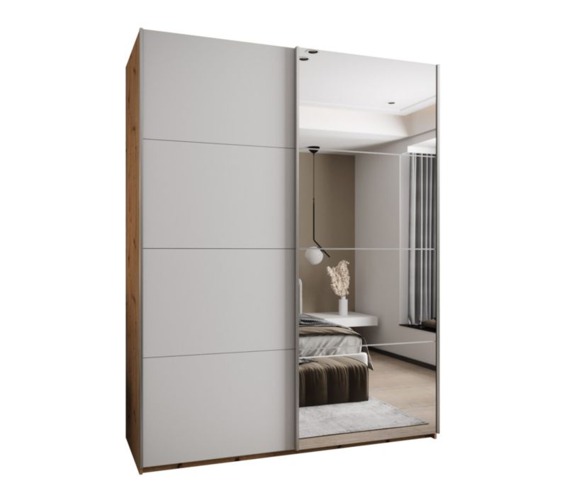 Szafa przesuwna Abiks LUX 3 wysoka szer.200cm artisan/biały/srebrny 1szt.