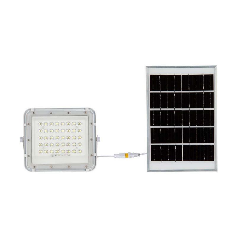 Naświetlacz solarny LED V-TAC biały LED 6W 6400K 400lm z pilotem IP65 wym: 17 x 19 x 5,5 cm aluminium - 1 szt.