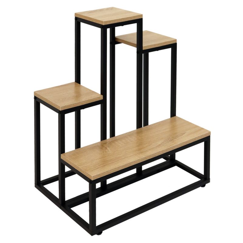 Kwietnik metalowy Bauerkraft piętrowy stojak na 6 kwiatów dąb antyczny 1 szt.