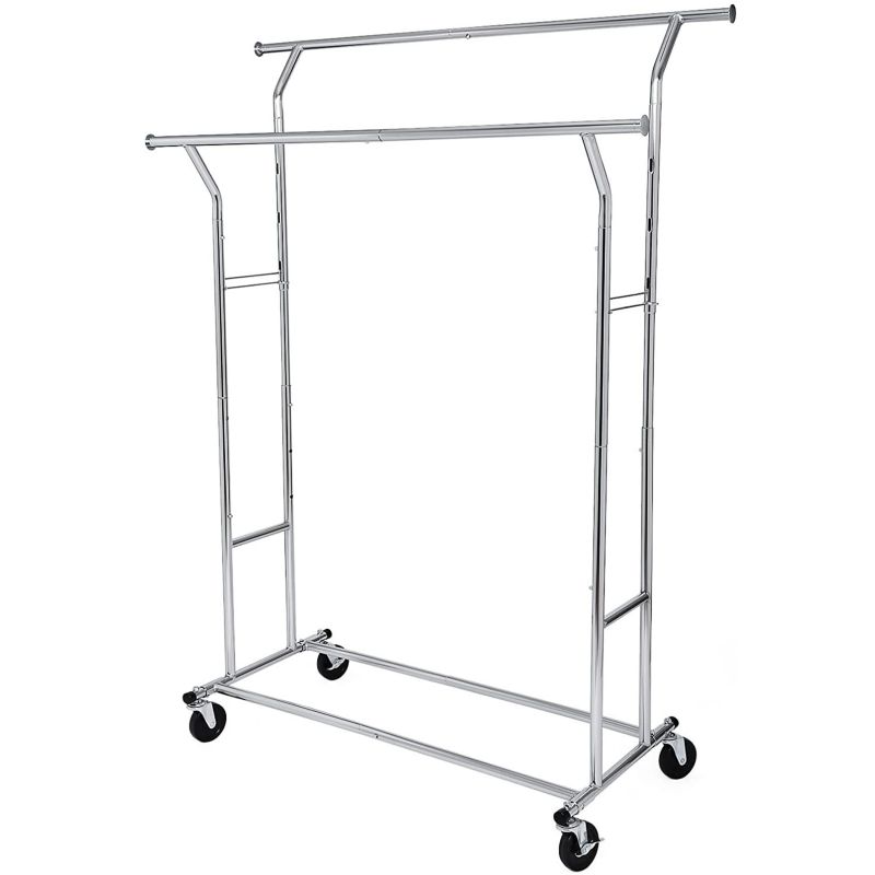 Wieszak na ubrania Songmics na kółkach rozsuwany srebrny podwójny 1 szt