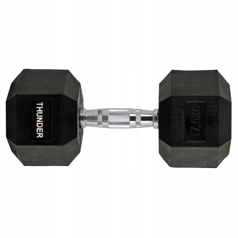 Hantla hexagonalna 17,5 kg THUNDER HEXAGONAL-DUMBBELLS-17,5KG gumowana stalowa profesjonalna 1szt.