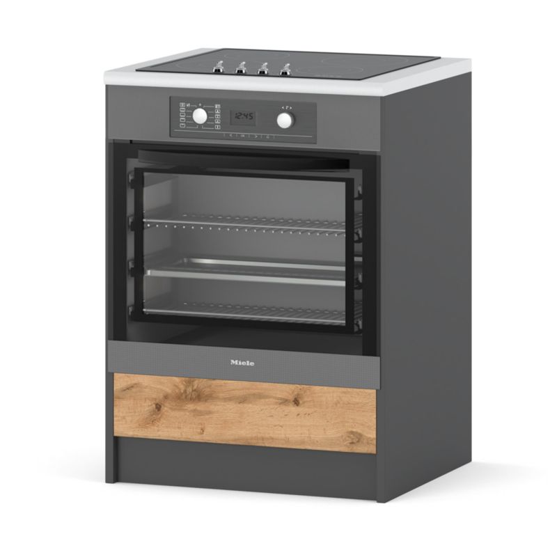 Szafka Kuchenna Hurtownia-Mebli Stojąca Do zabudowy piekarnika Bella dolna D60 pod piekarnik 60cm Szary Mat Dąb Wotan 60x47x85 c