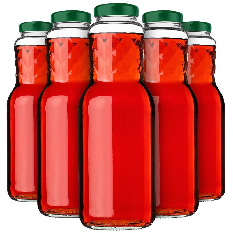 KADAX Butelka na soki 1L + wieczko fi53 zielone 5szt