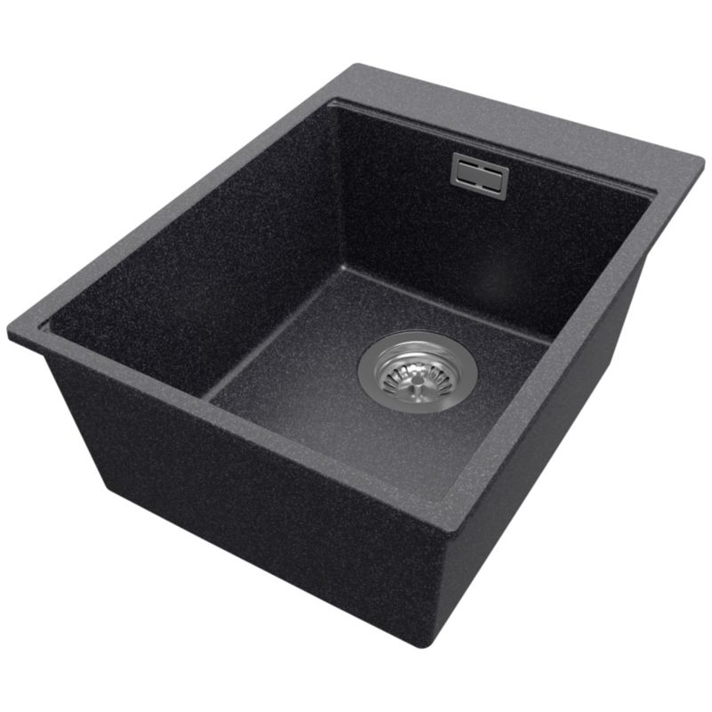 Zlewozmywak Oslo PRIMAGRAN Nablatowy 38x50cm do szafki od 40cm z Syfonem Grafitowy 1 szt.