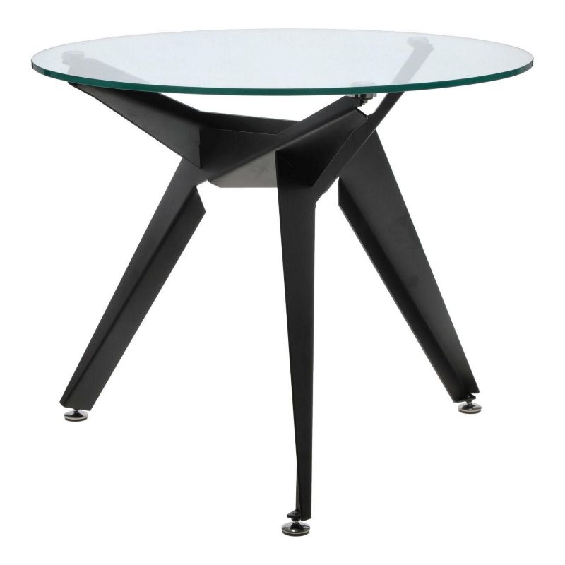 Stół okrągły szklany Troy do jadalni i salonu INTESI nowoczesny czarny 90 cm loftowy 1 szt.