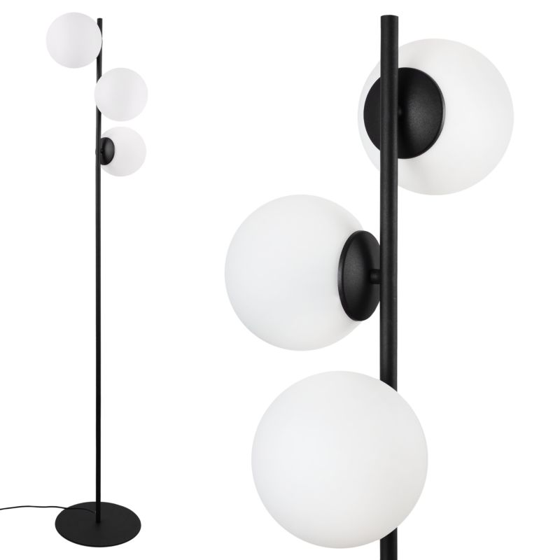 Lampa podłogowa stojąca Light Home LH Siena 3x E27 60W czarny klosz biały 1szt.