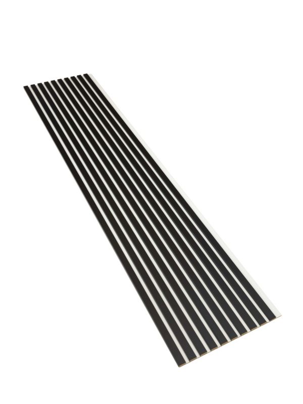 Lamele na Białej Płycie Ścienne SunWood Panel Dekoracyjny Czarne 275x46cm 1 szt.