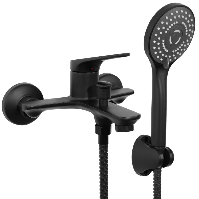 Bateria wannowa SONIA - YOKA HOME prysznicowa ścienna natryskowa czarna mat loft - 1 szt.