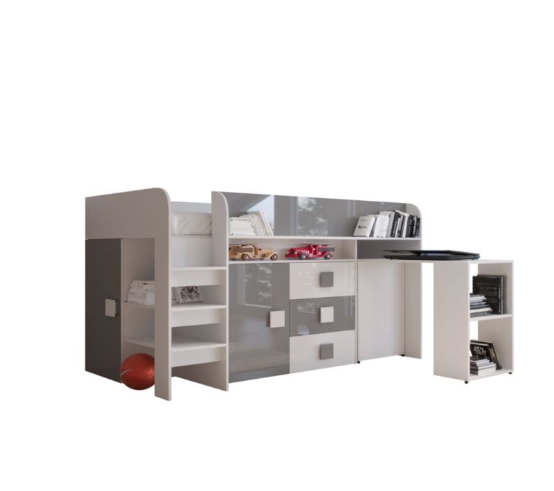 Łóżko piętrowe Antresola Abiks TOLEDO 1 biały + szary 1 szt.