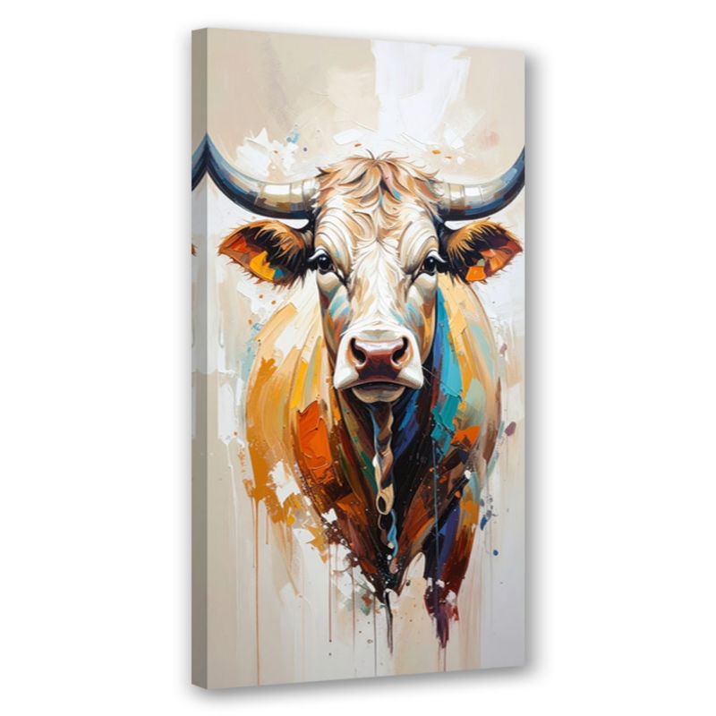 Obraz nowoczesny do salonu Feeby Kolorowa Krowa imitacja farby 60x120cm 1szt