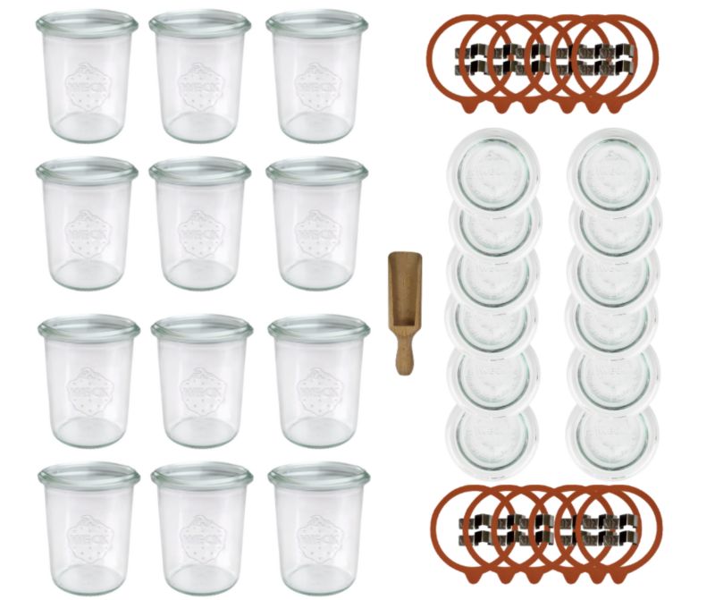Słoiki MODO24 Weck 160 ml fi 60 mold z wiekami szklanymi i miarką 12 kpl.
