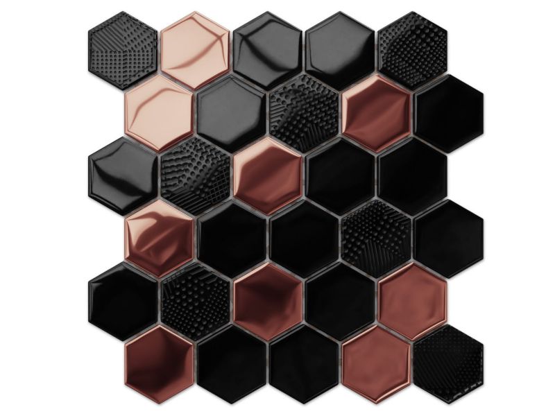 Heksagon Mozaika szklana Ilcom volcano rose copper 24.7 x 25.5 cm 1 szt.