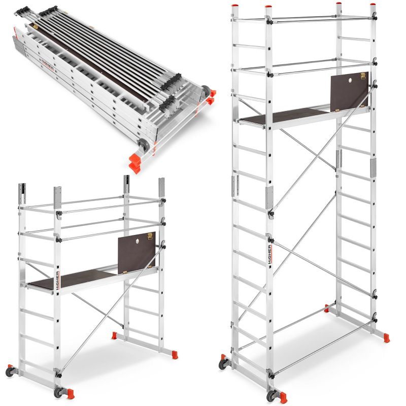 Rusztowanie aluminiowe jezdne drabinowe HIGHER Addy wysokość robocza 4,70m 1szt.