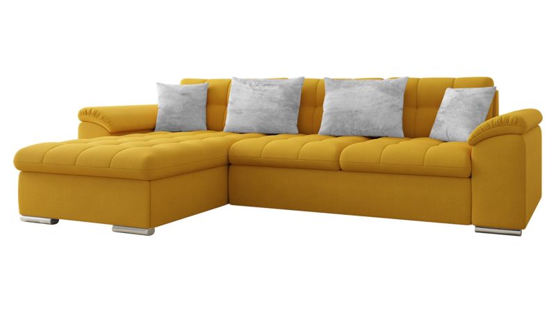 Narożnik z funkcją spania MIRJAN 24 Diana Premium lewy żółty/żółty/srebrny 1 szt.