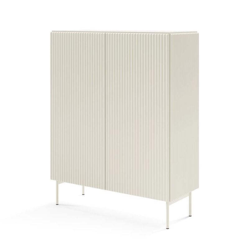 Komoda Bettso Tutti wysoka dwudrzwiowa z ryflowanym frontem do salonu kaszmir 1szt.