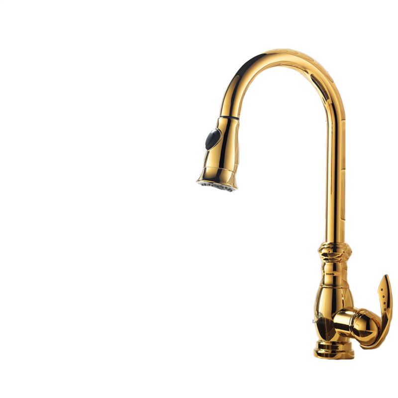 Bateria kuchenna Lauferi LYDIA mosiężna z wyciąganą wylewką złota retro 1 szt.