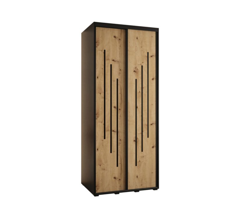 Szafa przesuwna Abiks DAVOS 8 wysoka szer.100cm gł.45cm czarny/artisan/czarny 1szt.