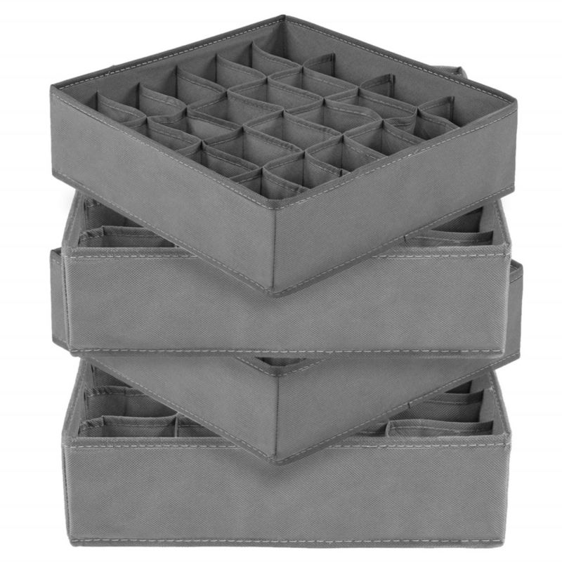 Organizer na bieliznę Springos 24 przegródki zestaw 4 szt. do szuflady szaro-czarny 1 kpl.