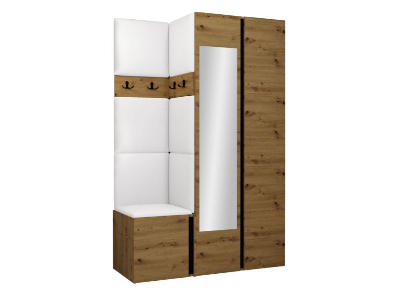 Garderoba MIRJAN 24 Orion XXVI dąb artisan/czarny + biała ekoskóra 1 kpl.