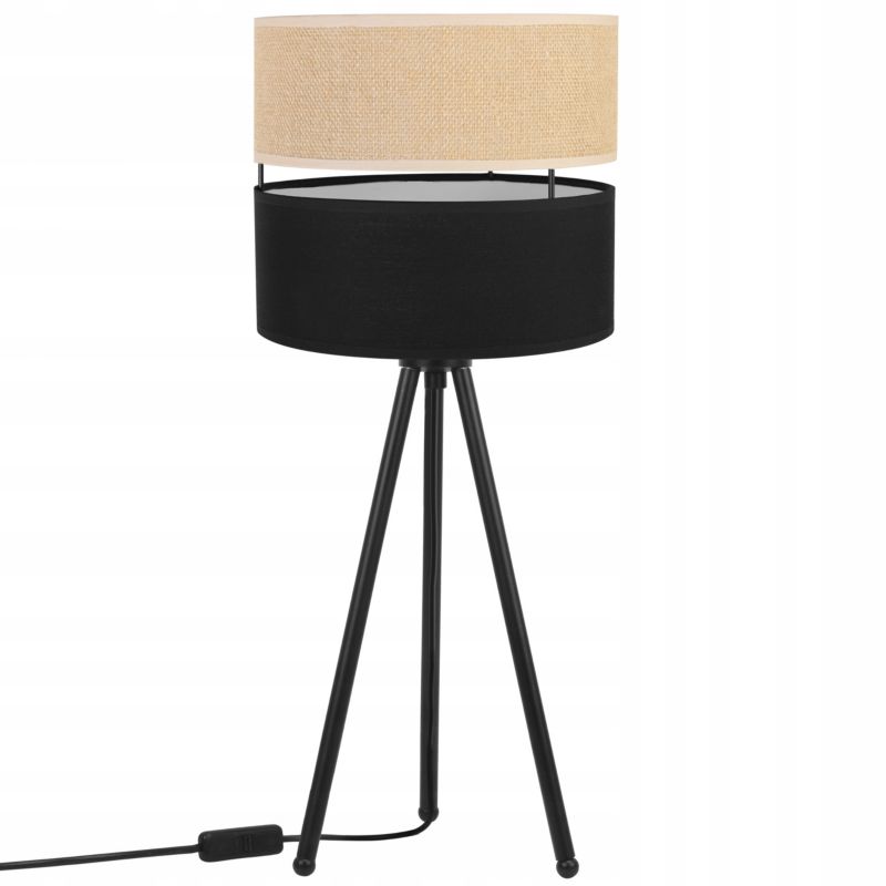 Lampa stołowa nocna Light Home Juta Pago 1x E27 60W beż/czarny trójnóg 20cm 1szt.
