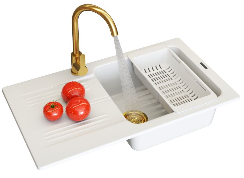 Zlewozmywak Granitowy Jednokomorowy Z Ociekaczem Ada Biały Granitan Bateria Syfon 1 szt.