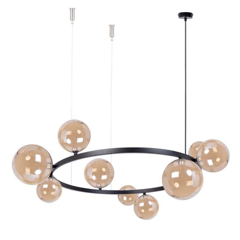Żyrandol Sigma Lighting Bolero czarno-bursztynowy szklane kule 9 x G9 x 10W IP20 wym: 150 x 92 x 92 cm - 1 szt.