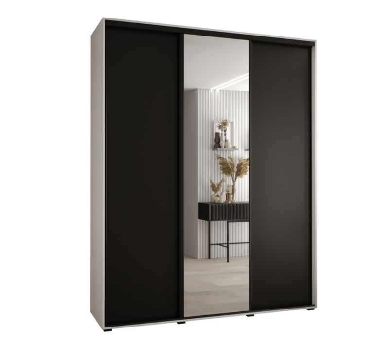 Szafa przesuwna Abiks DAVOS 3 wysoka szer.200cm gł.60cm biały/czarny/czarny 1szt.