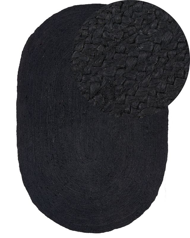 Dywan owalny jutowy 160 x 230 cm czarny Demirci 1 szt.