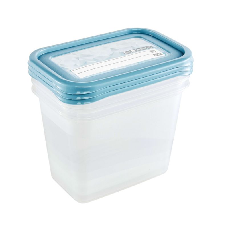 Zestaw 3 pojemników na żywność z etykietą wielokrotnego zapisu KEEEPER MIA "MAGIC ICE" 15,5x10,5x11,5 Nordic blue 3 szt. x 1l